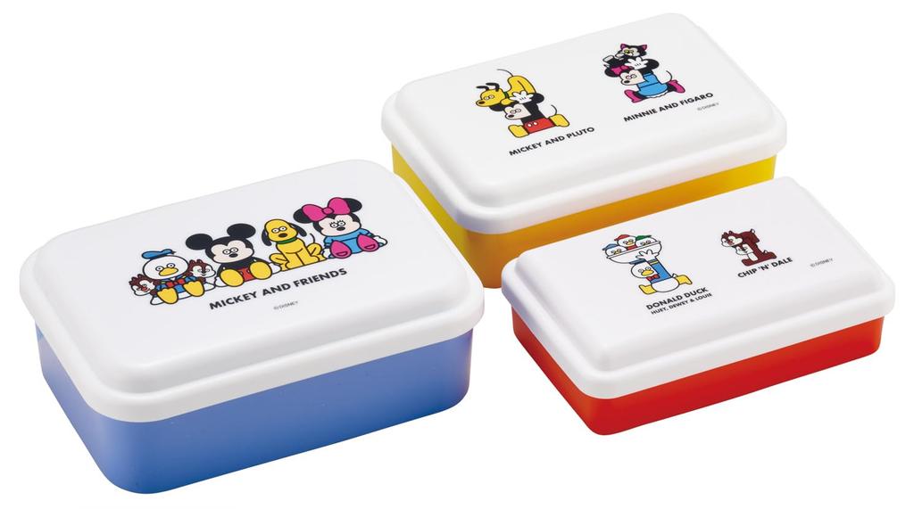 Skater Antibacterial Sealable Storage Made in Set of Disney Mickey Friends x Seiji Containers, Japan, 3, & Matsumoto, SLUS3AG-A