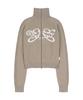 FANCY CLUB Raglan Symbol Knit Zip-Up (Mocha)_F24Za962