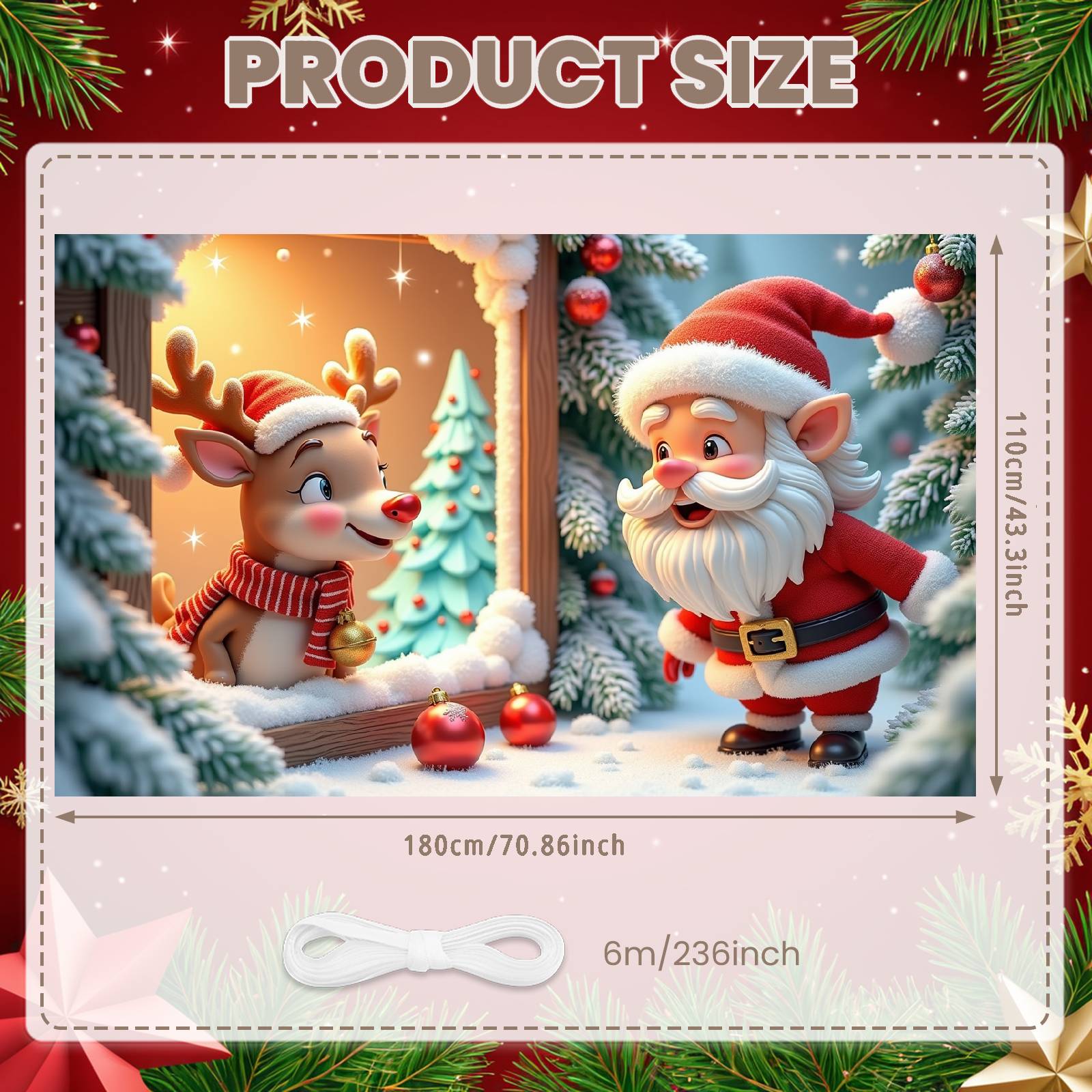 

Xmas Banner Christmas Tree Decor Santa Reindeer Banner Christmas Party Banner Snowy Scene For Winter Event Christmas Party