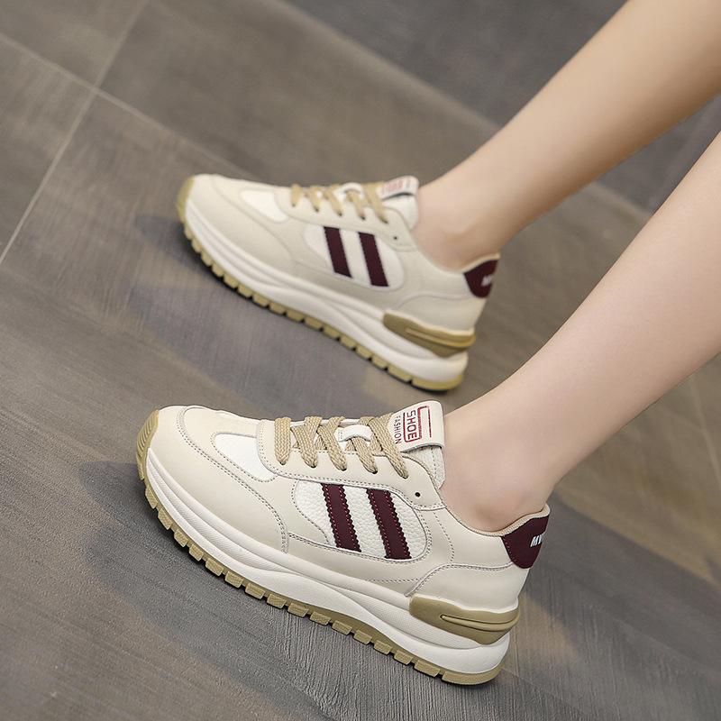 

Leather waffle Forrest Gump shoes children s platform dad shoes spring 2025 new lightweight casual sports running shoes 35