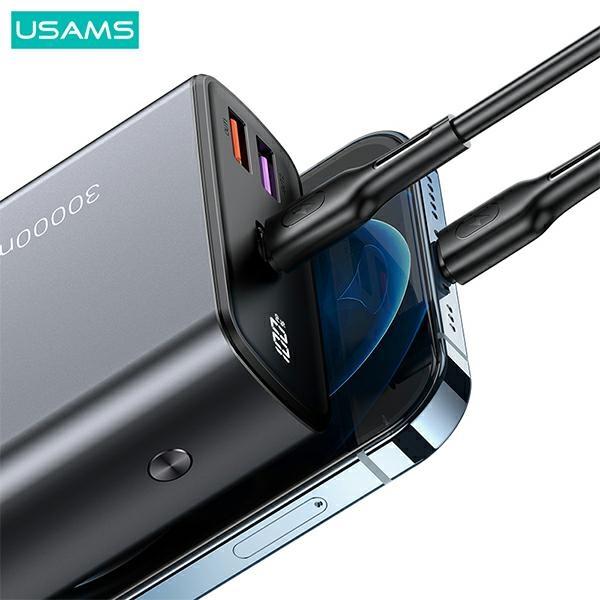 Usams Powerbank Pb59 30000Mah 65W2Xqc3.0+Pd Fast Charge Czarny/Black Cmxlogtc01 (Us-Cd165) + Kabel Usb-C-Usb-C