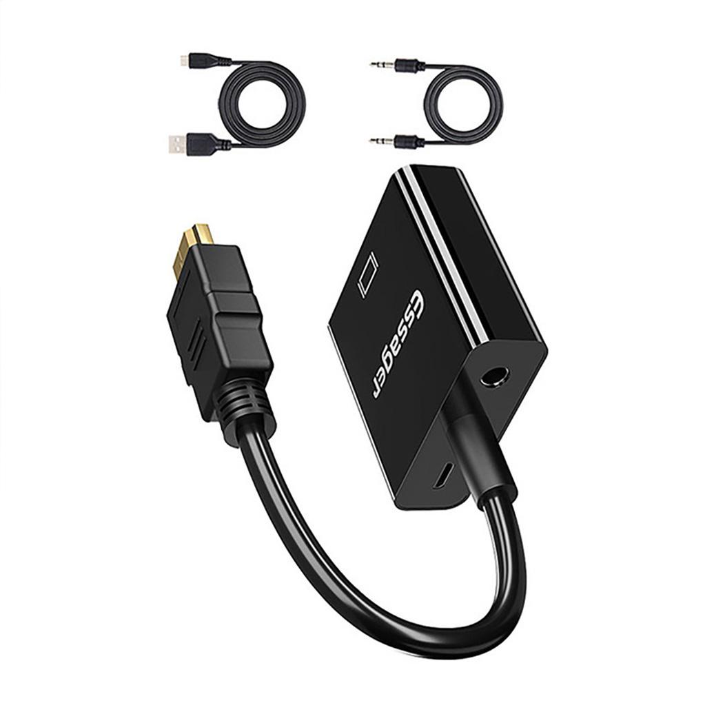 HD To VGA Video Adapter 1080P Male To Female Converter Digital To Analog Video Power Cable Audio Cable