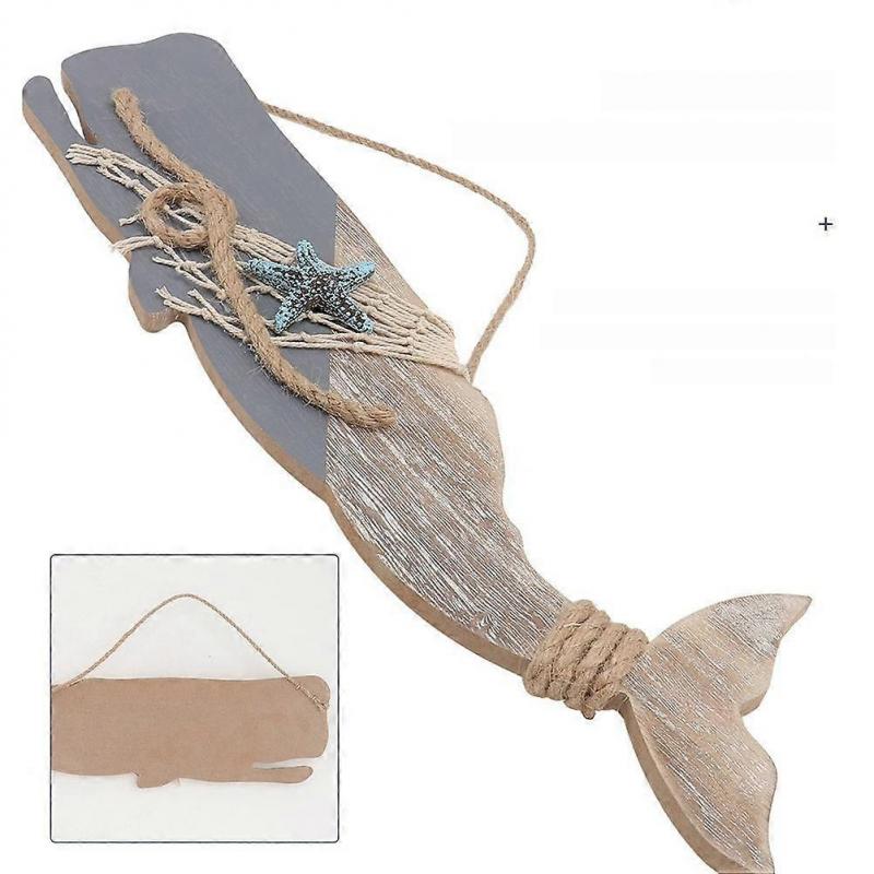 Grey Wooden Pendant for Ocean Style Hanging Decor 2Pcs Wall Ornaments