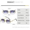 Luxury Brand Designer Rimless Square Sunglasses Women Men  Popular Travel Fashion Vintage Punk Small Sun Glasses Mirror Shades