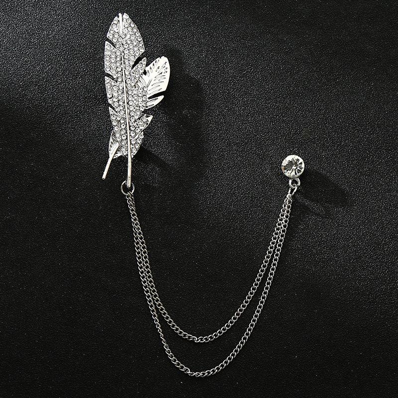 Men's Korean Style Eagle Guitar Brooch with Rhinestone Chain Badge