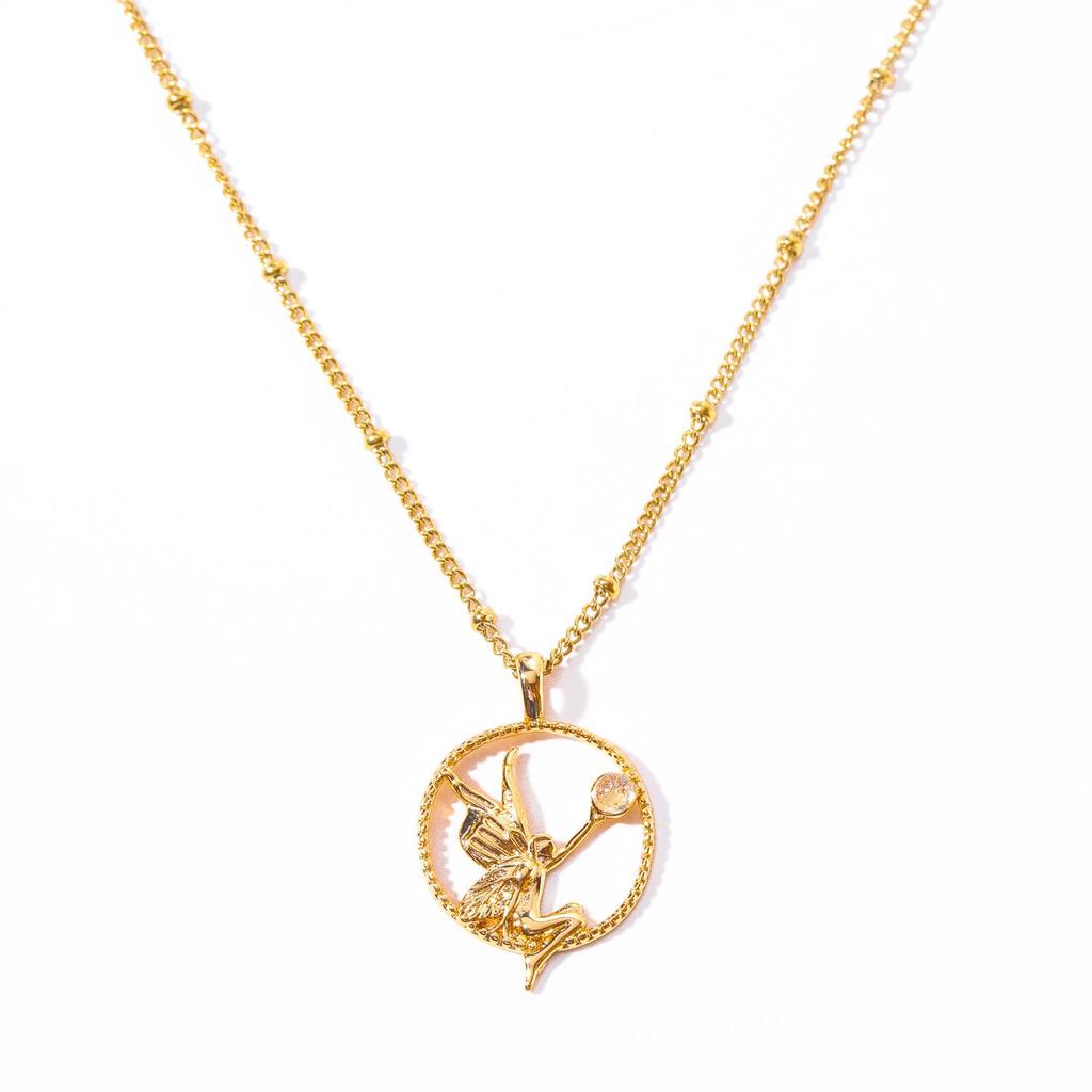 Athena Medusa Mermaid Chimera Necklace - Copper Plated Gold Clavicle Chain for Women