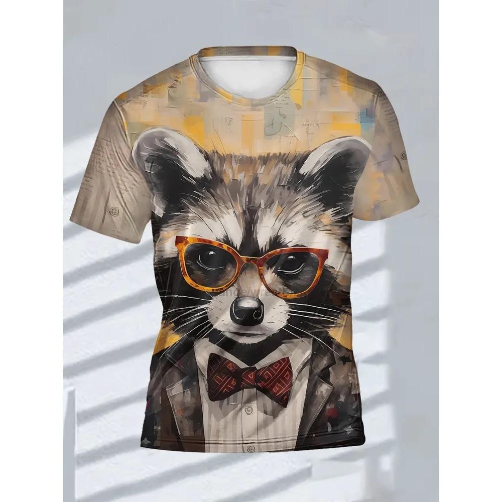 Sommer Herren Freizeit Mode Kreativ Lässig Täglich T-Shirt Locker Lässig T-Shirt 3D Digital Farbe Gedrucktes T-Shirt