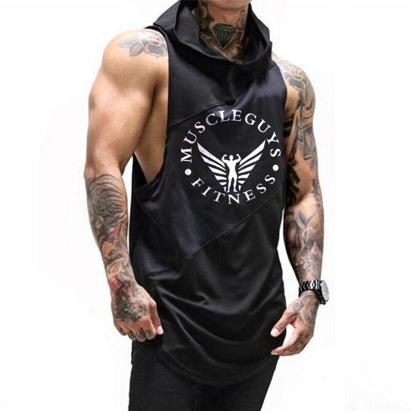 

Muscleguys брендовые топы на бретелях для бодибилдинга, толстовки, спортивная одежда, топы для фитнеса, мужская спортивная одежда, рубашки без рукавов M чёрный