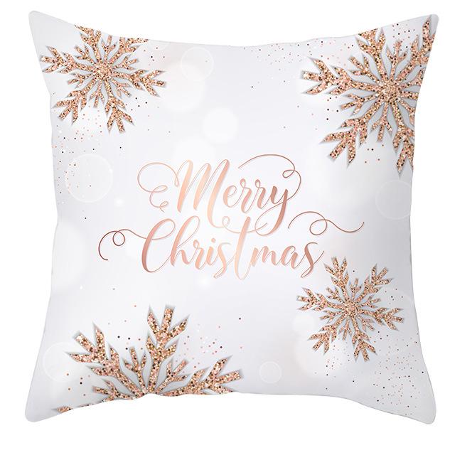New Pink and Gold Christmas Peach Leather Velvet Pillowcase Festive Home Decoration Pillow Cushion Cover