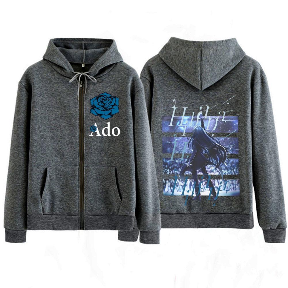 Ado WORLD TOUR Hibana Kapuzenpullover mit Reißverschluss für Damen und Herren, langärmelig, lässig, hochwertig, Winter, Harajuku-Stil, Sweatshirt mit Reißverschluss