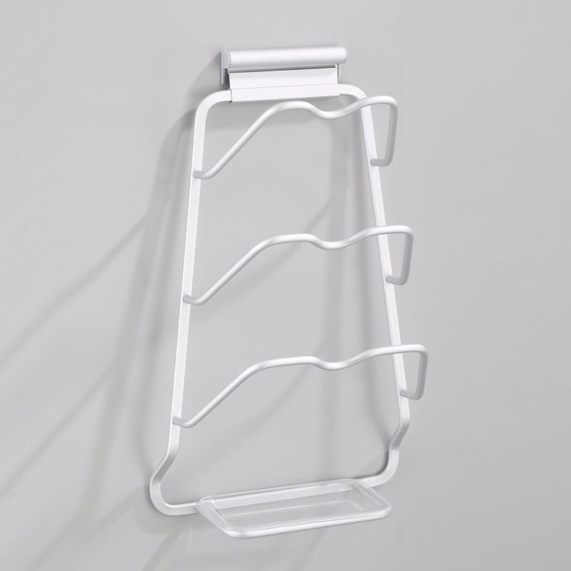 Huxiansen Wall-Mounted Pot Lid Rack, No Drilling Required, Cutting Board Holder, Kitchen Storage Shelf