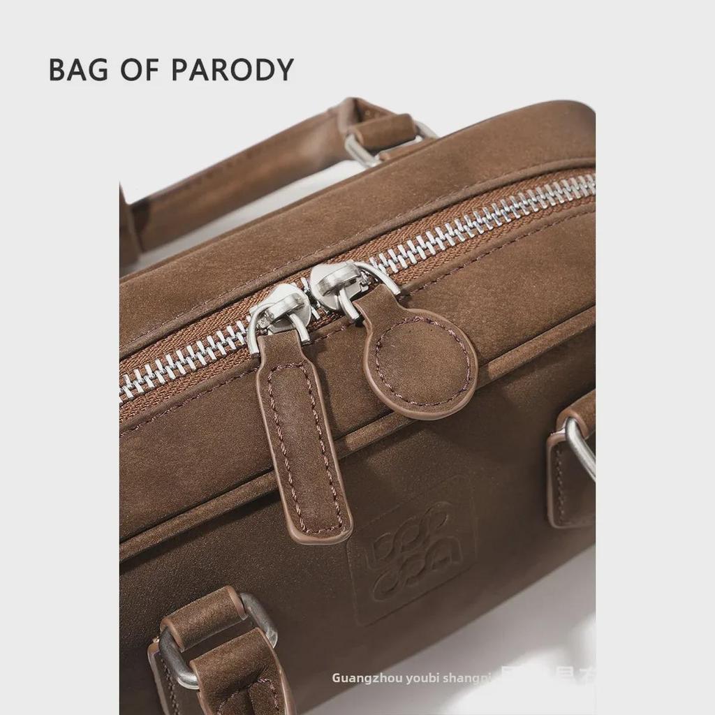 Dámská BOP Hovězí kůže Boston Bowlingová taška - Maillard Kabelka pro podzim/zimu 2024, Styl přes rameno a crossbody