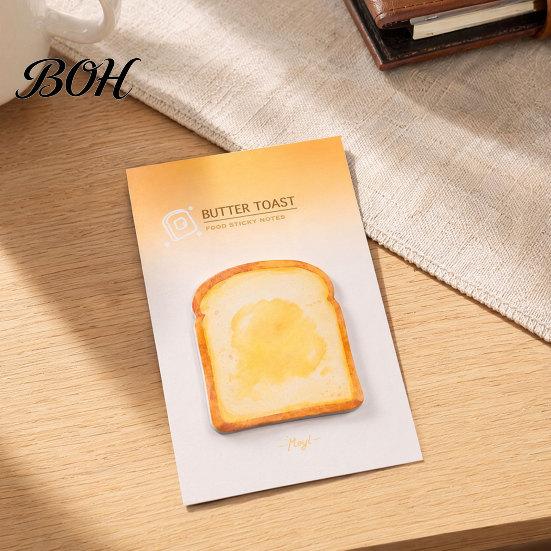 Clear Print Stick Notes Note Pads, Funny Toast Bread Cookie Cheese Design Cute Notepad, 30 Fun Office Supplies Sheets/Pad Self Memo Pad for