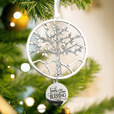 Yousheng Christmas Friendship Charm Gift Metal Hanging Snowflake/Star/Round/Snowman Shaped Decoration with Blessing Inscription Love for Friend Family