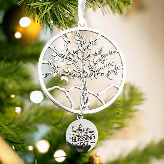 Yousheng Christmas Friendship Charm Gift Metal Hanging Snowflake/Star/Round/Snowman Shaped Decoration with Blessing Inscription Love for Friend Family
