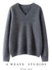 2025 Korean-Style Thick Cashmere V-Neck Loose Sweater - Women's Autumn/Winter Knit with Drop Shoulders and Long Sleeves.