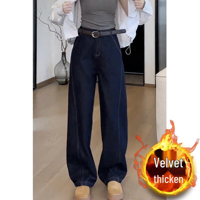 

Women s Plus Size Fleece-Lined Slimming Wide-Leg High-Waist Jeans S