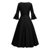 Women's Elegant Bell Sleeve Cocktail Party Dresses For Wedding Guest Fit And Flare Church Midi Evening Dress