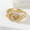 Aesthetic Inlaid Imitation Pearl Flower Women's Ring Vintage Gold Color Hand Carving Daily Wear Party Jewelry Anniversary Gift