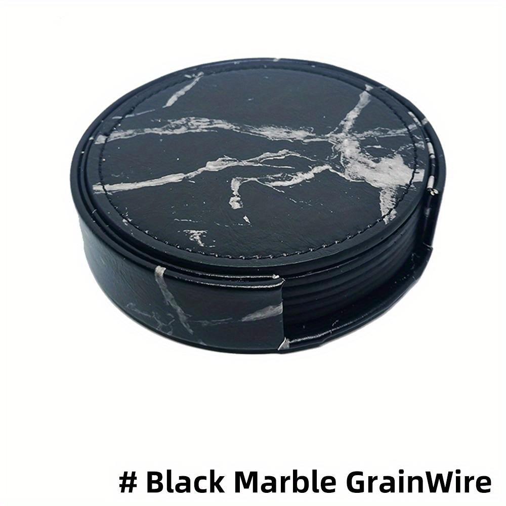 

6 шт./комплект круглых подставок из искусственной кожи в мраморном стиле, подставка под стакан для разных видов чашек, декор для домашней барной стойки, кухни, обеденного стола чёрный