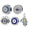 Fashion 925 Sterling Silver Colorful Evil Blue Eye Enamel Zircon Beads Fit Original Women Charm Bracelet Necklace Jewelry Making