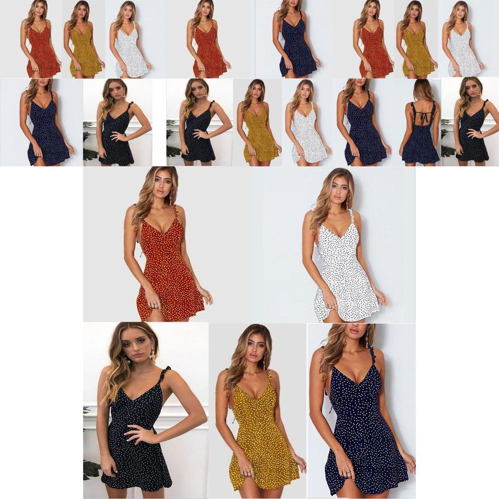 Womens Boho Floral Summer V Neck Party Evening Beach Short Mini Dress Sundress