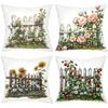 Floral Fence Pattern Decorative Throw Pillow Cushions Polyester Pillowcase, Sofa Decorative Cushion Cov Headboard Pillow
