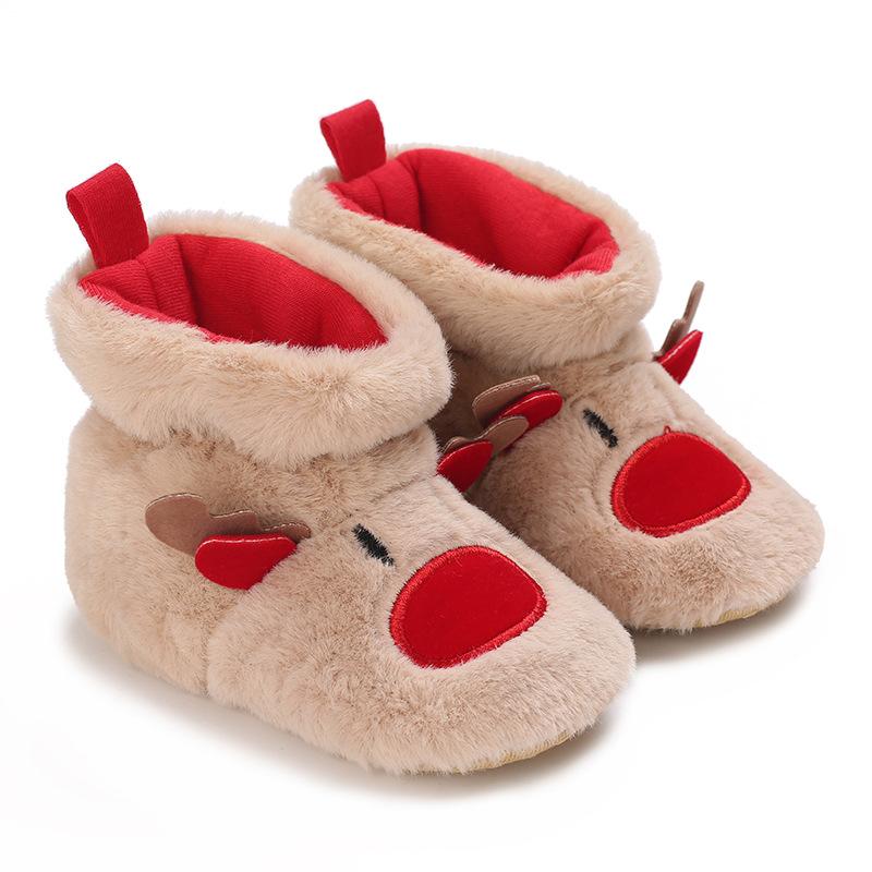 Christmas Newborn Baby Shoes Boys Girls Toddler First Walkers Soft Bottom Infant Flats Warm Snow Boots 0-18Months