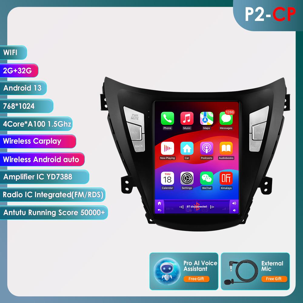 

OSSURET Android Car Radio GPS для Hyundai Elantra Avante I35 2011-2013 Мультимедиа 9,7-дюймовый вертикальный экран Carplay Android Auto Player Мультимедиа Видео P2CP 4Core 2G 32G AI