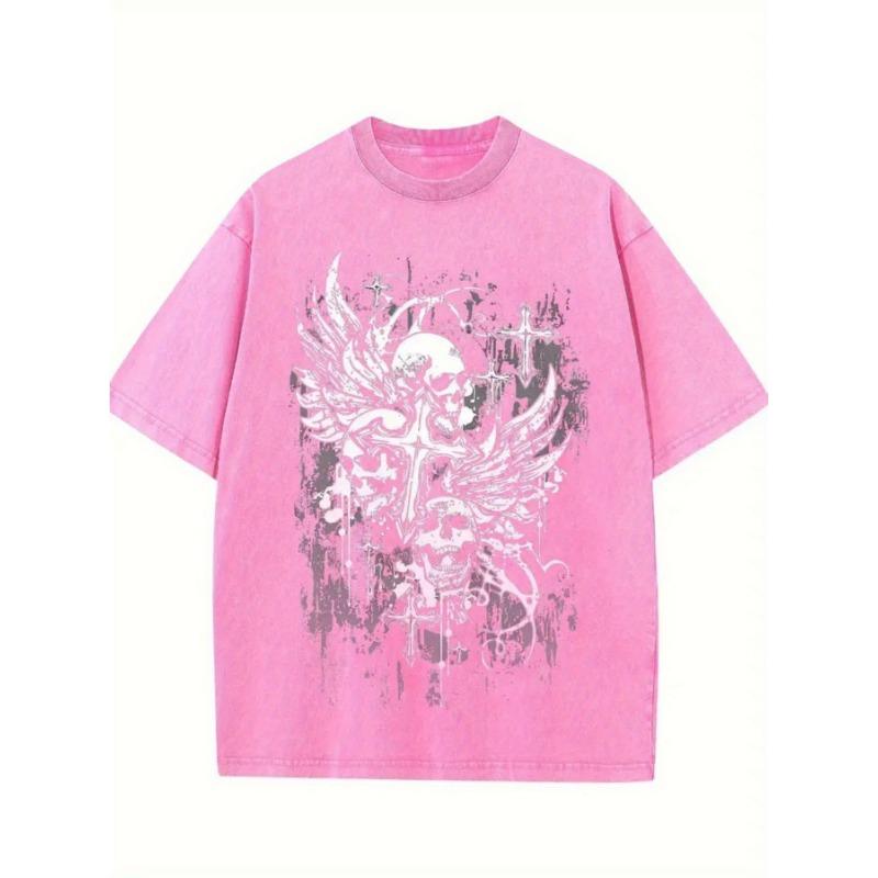 Dark Punk - Style Skulls And Wings, Cyber  Punk Style. Daily Prize Claim. A Retro Trendy Crew Neck Short Sleeve Top
