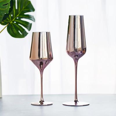 Copa de Vino Creativa Rosa Electrochapada con Forma de Corazón Copa de Cristal sin Plomo Copa de Vino Copa de Champán Oro Rosa Regalos de Boda
