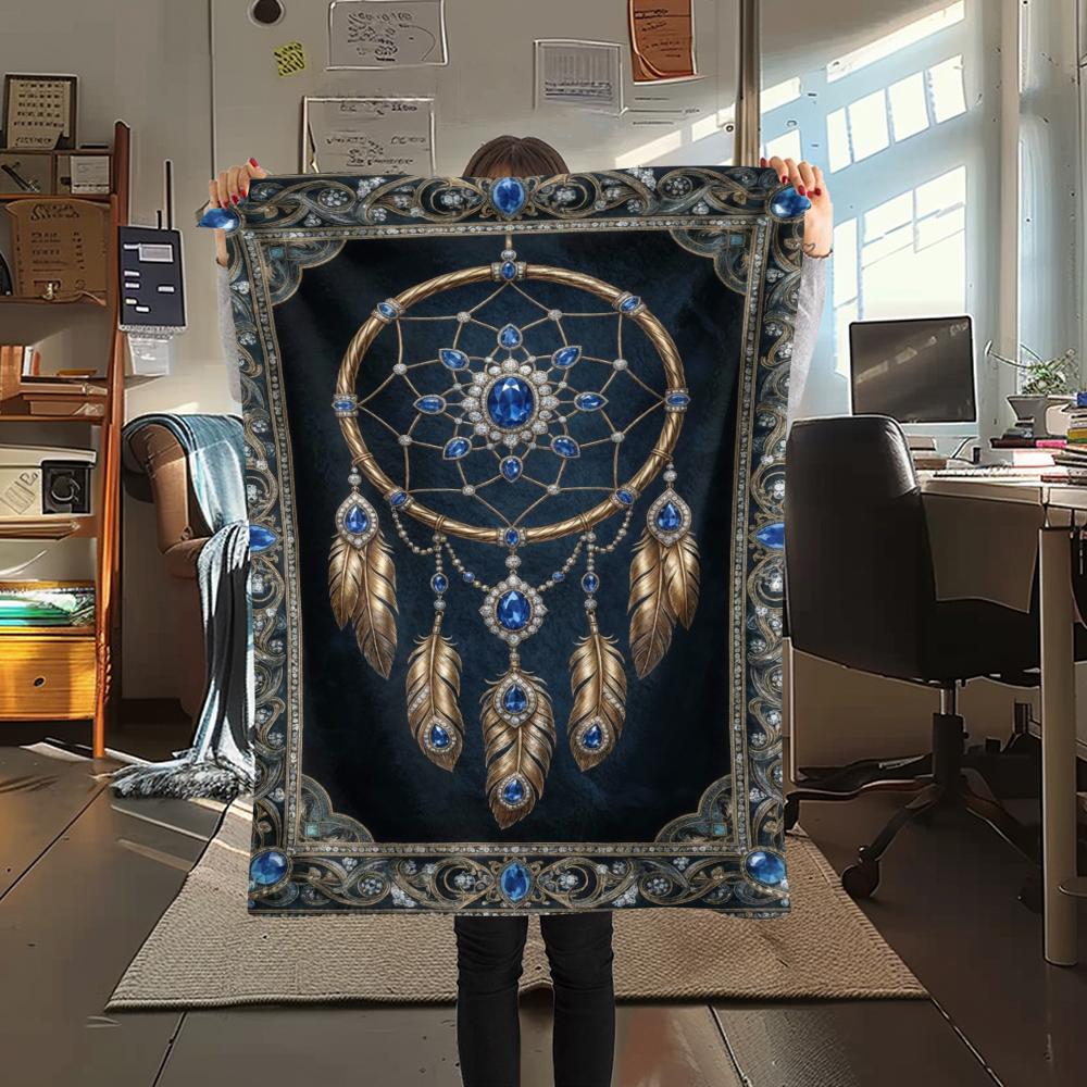 1Pc Dreamcatcher Print Flannel Blanket, High Quality Comfortable for All Seasons, Home Decor, Warmth and Comfort, Perfect for Christmas Gifts W92