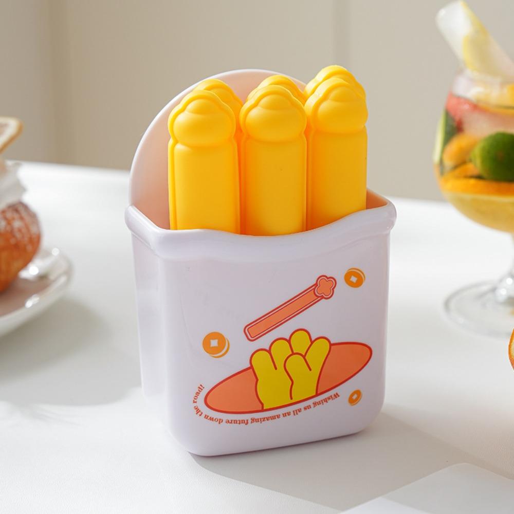 

Magnetic French Fries Ice Cube Tray Reusable 6 Grid Popsicle Box Food-Grade Easy Release Ice Cream Mold Home Use белый