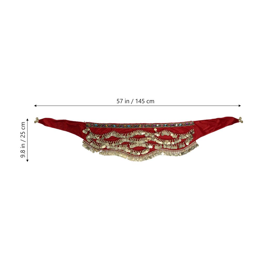 1Pcs India Belly Dance Hip Scarf Belt with Shimmering Coins Diamond Accents Lightweight Elegant Sheer Wrap for Women Dance Class