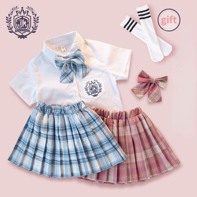 Kinder Kurzarm JK Uniform Rock Komplettset Mädchenanzug Studentenuniform