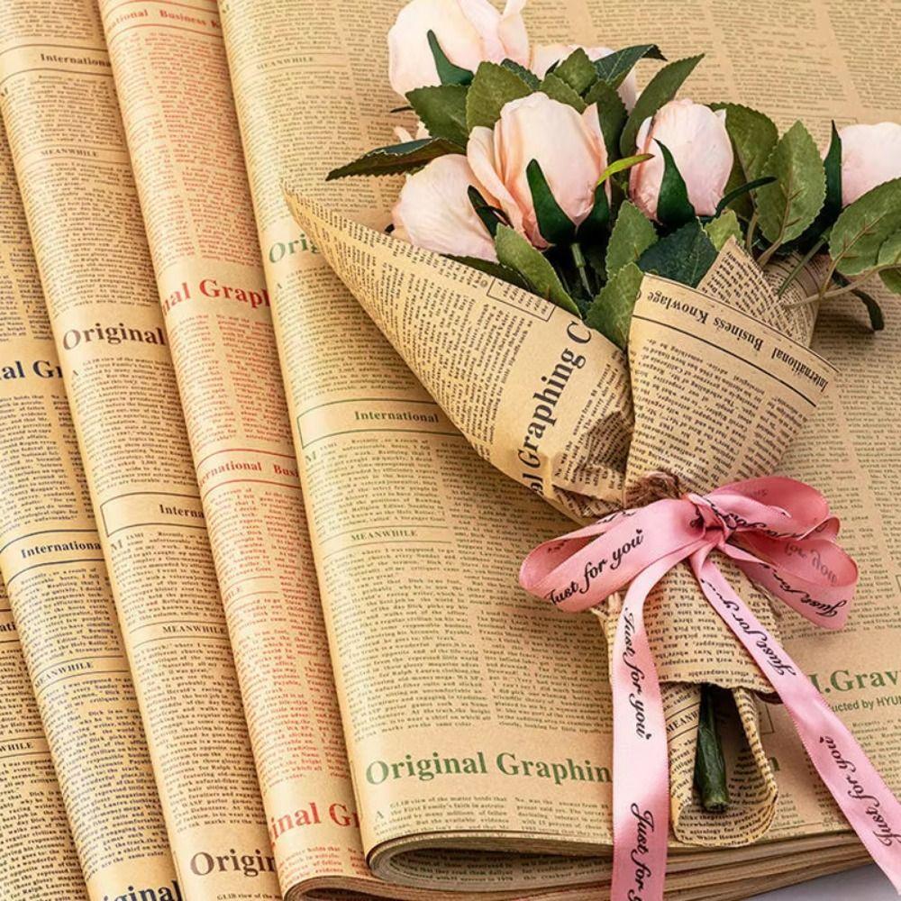 45Pcs Vintage Newspaper Wrapping Paper Double Sided Gift Wrapping Paper  Valentine's Day