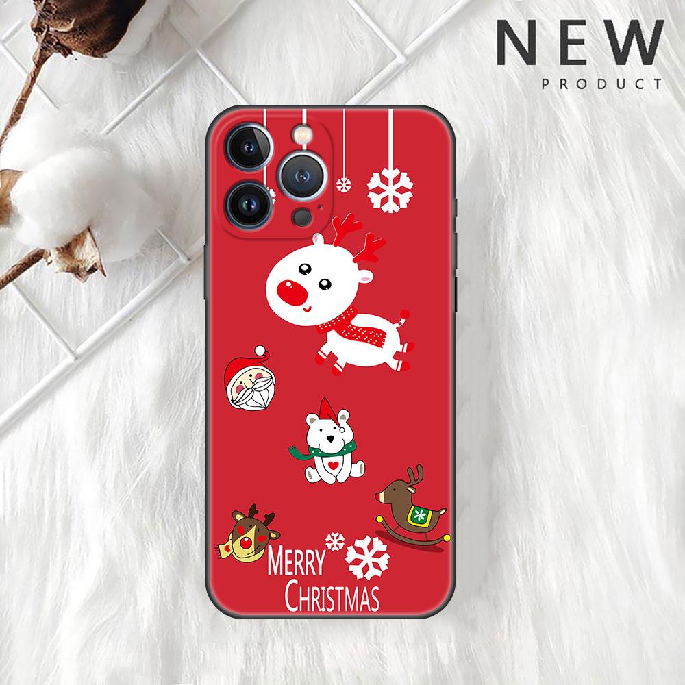 Carcasă de telefon moale cu model om de zăpadă de Crăciun pentru Apple iPhone 14 11 13 12 Pro 7 XR X XS Max 8 Plus 6 6S 14Pro, neagră