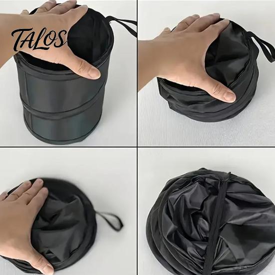 Portable Travel Trash Pouch Collapsible Car Can, Interior Foldable Waste Container, Waterproof Oxford Cleaning Accessories Cloth Bin with Lid for SUV