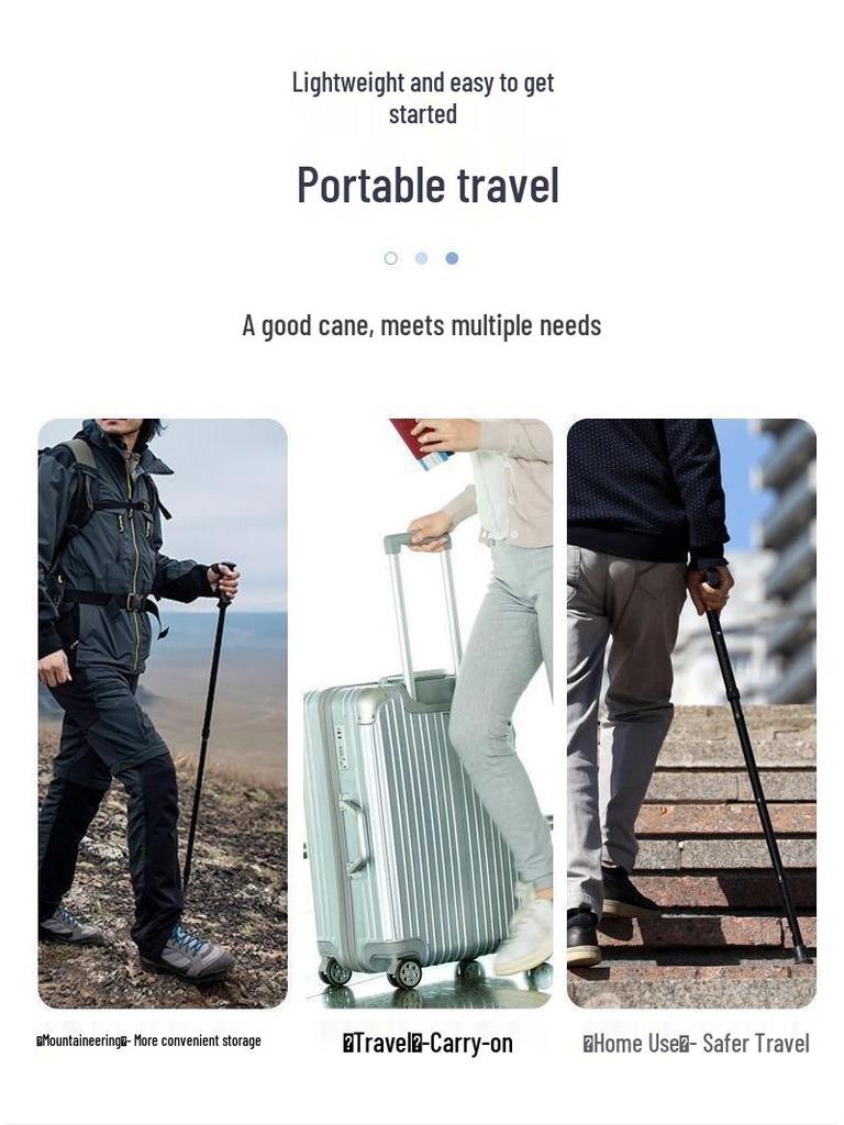 Foldable Unisex Aluminum Trekking Poles: Non-slip Walking Stick for Elderly