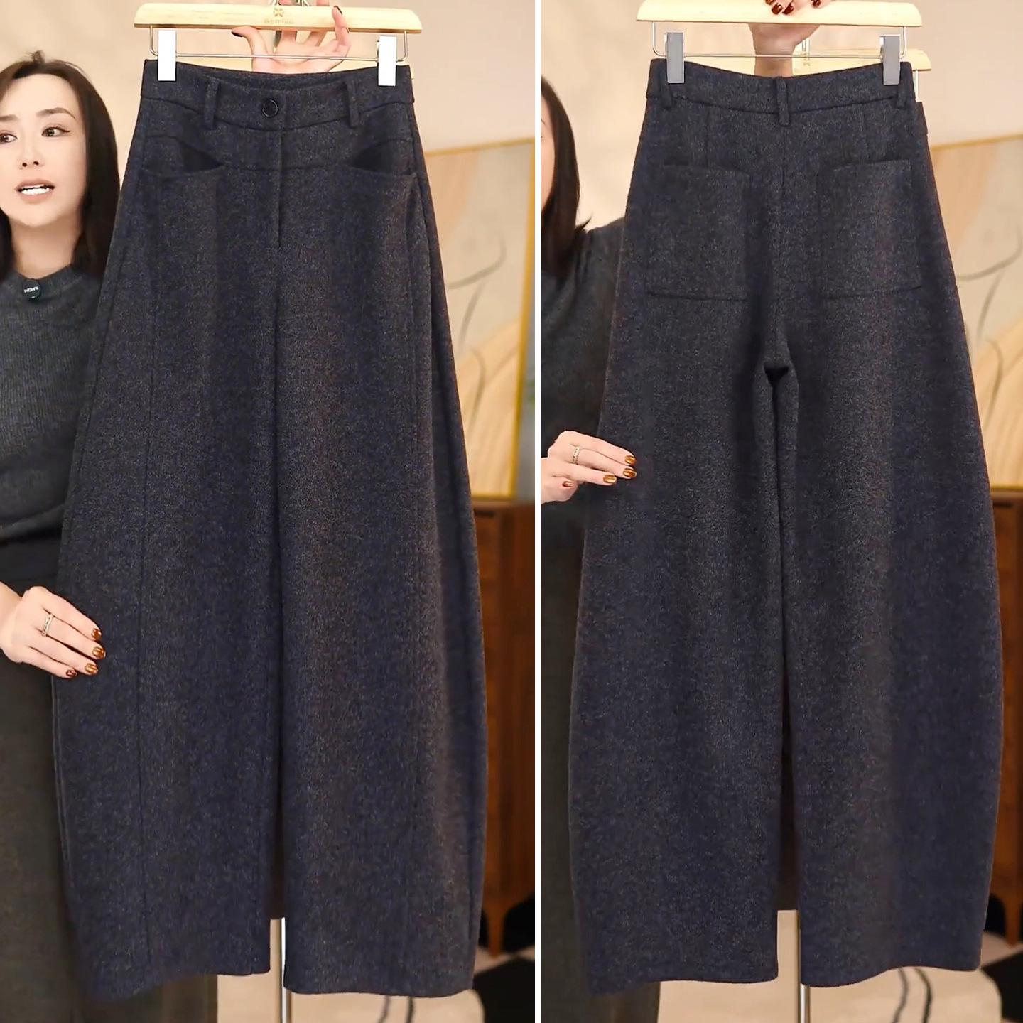 

Women s 2025 Autumn/Winter Thickened Casual Wide-Leg Pants: Versatile, Soft, Loose Fit with a Unique Crooked Leg Design. S /26 (5-95 lbs)