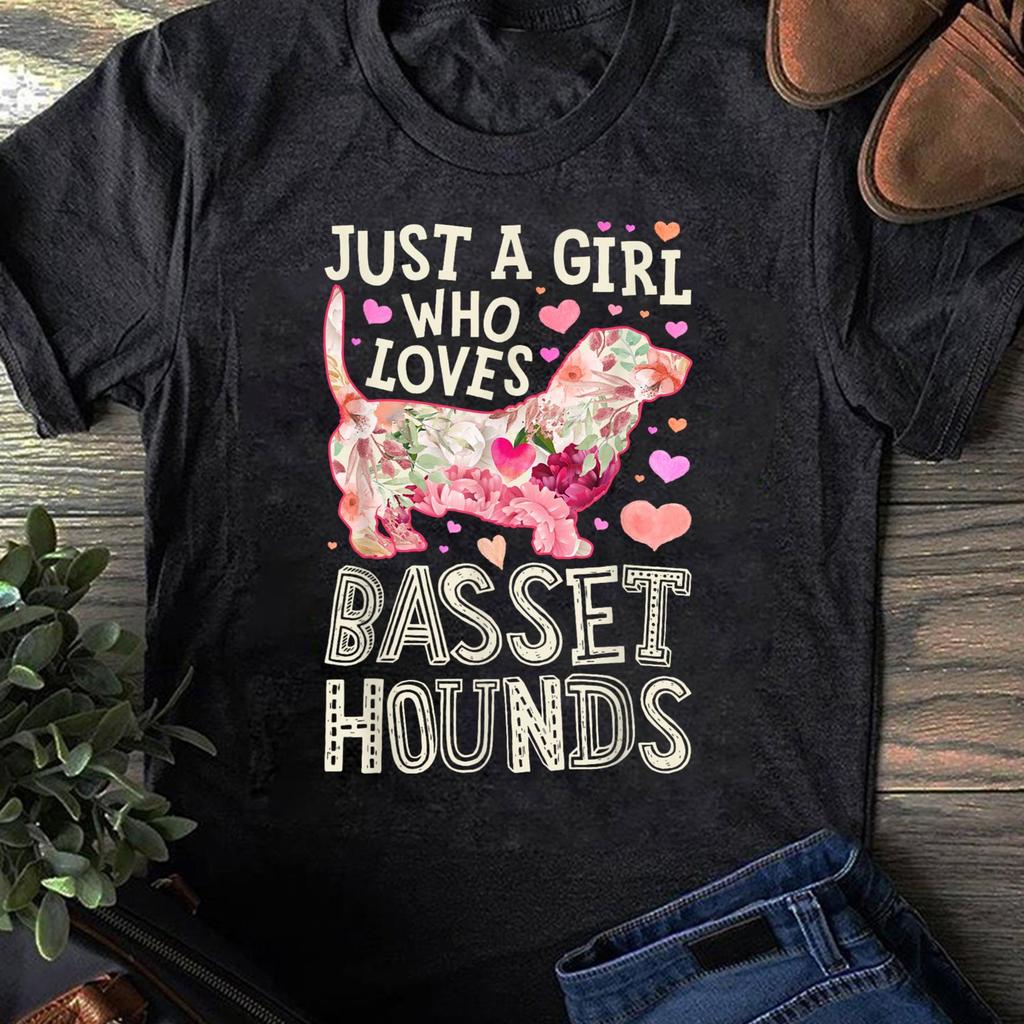 Floral Basset Hound T-Shirt: Dog Lover Gift