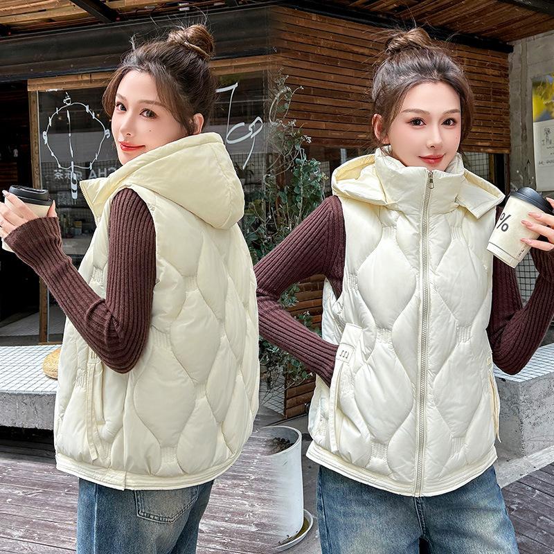 Small Loose Ladies Short Cotton Vest Vest Autumn and Winter Versatile Vest Jacket Vest Foreign Style