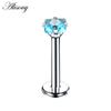 Alisouy 1PC Acciaio Inox Anello Labret Stella di Cristallo Lip Piercing Filettatura Interna Gemma Anello sul Labbro Dell'orecchio Trago Chiodo Orecchini Della Vite Prigioniera monili per il corpo e Piercing