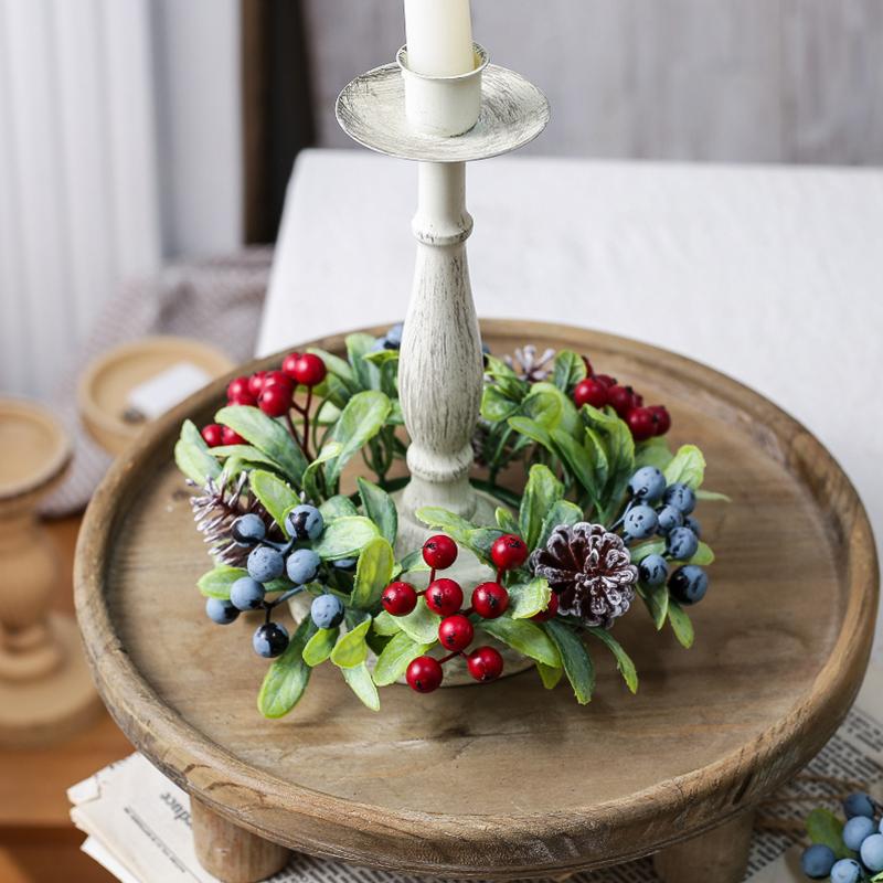 22cm Candle Decoration Cute Mini Wreath Home Decor Simulated Berries Multifunctional Christmas Decor Elegant Christmas