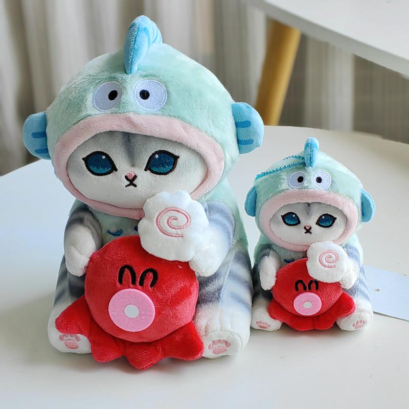 Shark Cat Fried Shrimp Plush Keychain