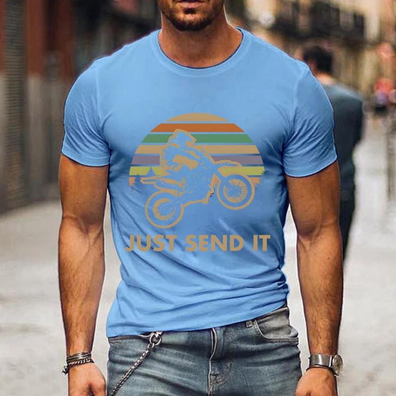Just Send It Print Shirt Motorcycle Graphic Men Women T-shirts Vintage Style Motocross Gift Classic T Shirts Street Men Tshirt