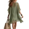Abito estivo da donna in chiffon con scollo a V Set due pezzi Abito con spalline sottili con copricostume trasparente Gonna da spiaggia Vacanza al mare