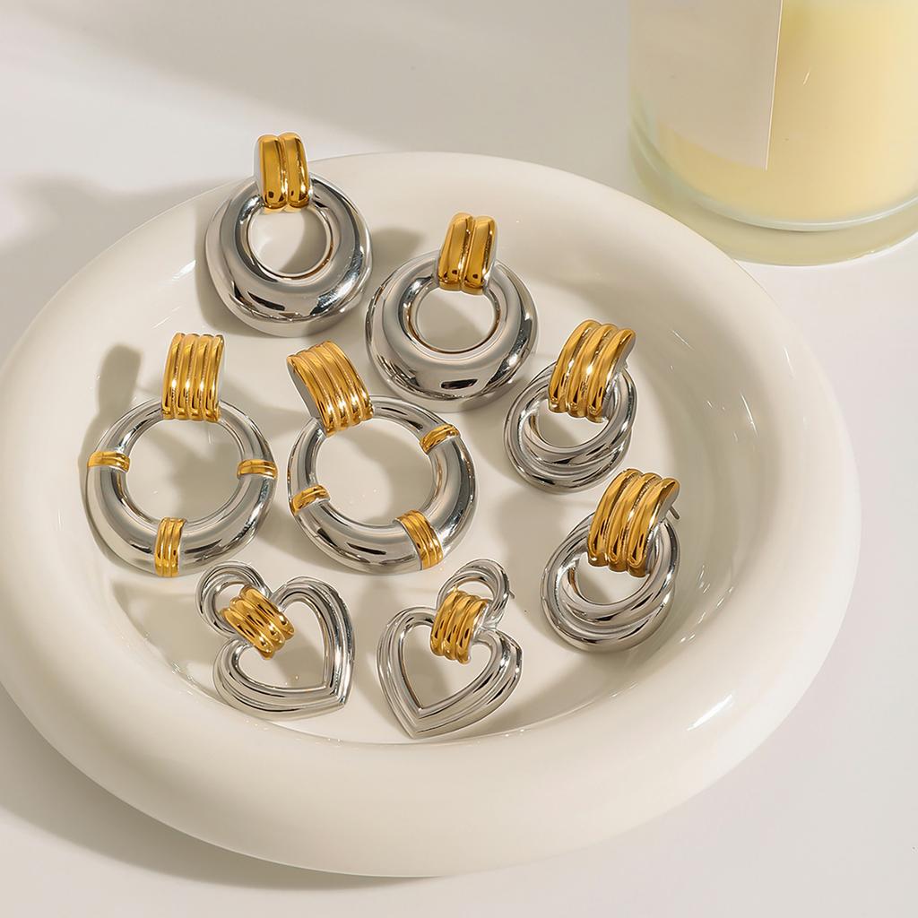 Elegant Geometric Dangle Earrings for Women Multi Layer Round Drop Designs in Silver and Gold Perfect for Any Occasion