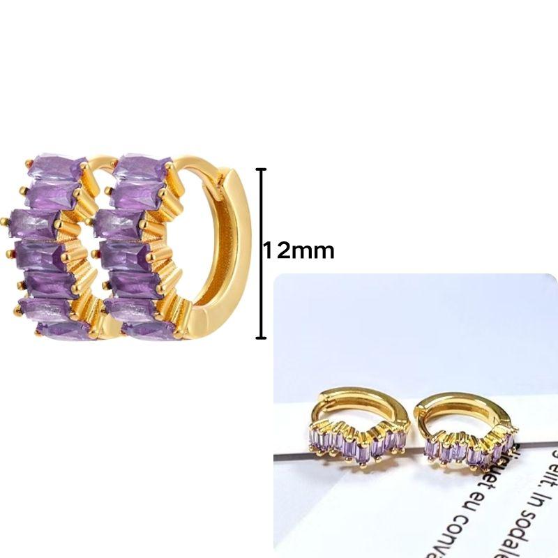 Damen 925 Silber Ohrstecker Lila Zirkon Ohrringe Creolen Lila Kristall Anhänger Ohrring Mode Hochzeits Schmuck