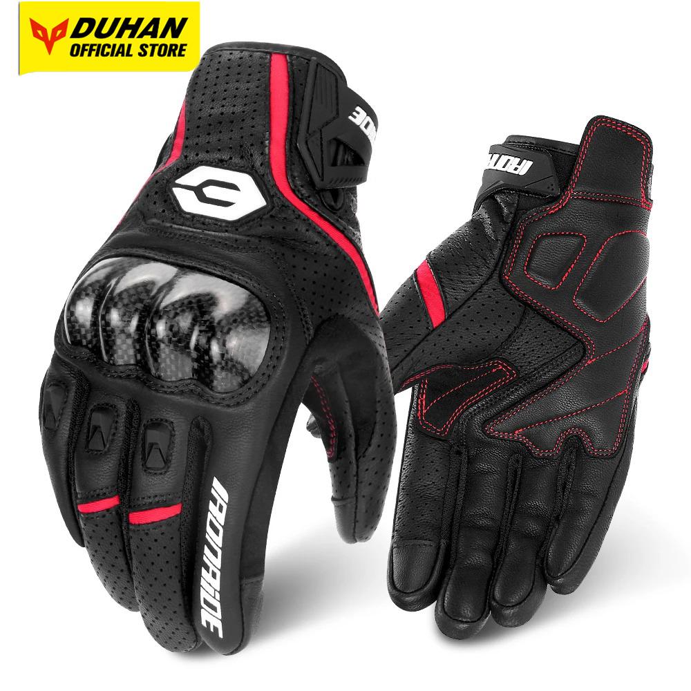 Motorcycle Gloves Breathable Real Leather Touchscreen Seasons Moto Gloves Windproof Warm Riding Motorbike Motocross Gloves